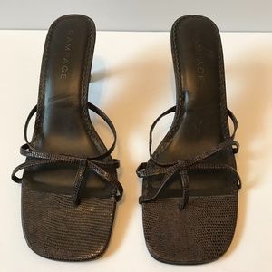 Brown/reptile skin Low Heel Sandals